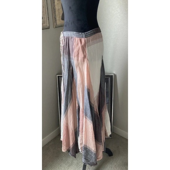 Sundance Boho Long Layered Peasant Skirt Lagenlook Women XS Pink Gray Plaid - Picture 3 of 13
